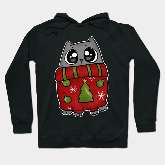 Ugly Sweater Christmas Cat Hoodie by Wanderer Bat